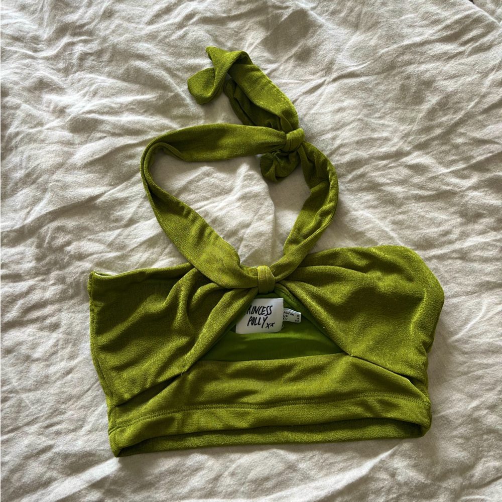 Princess Polly Green Halter Top Size 4
